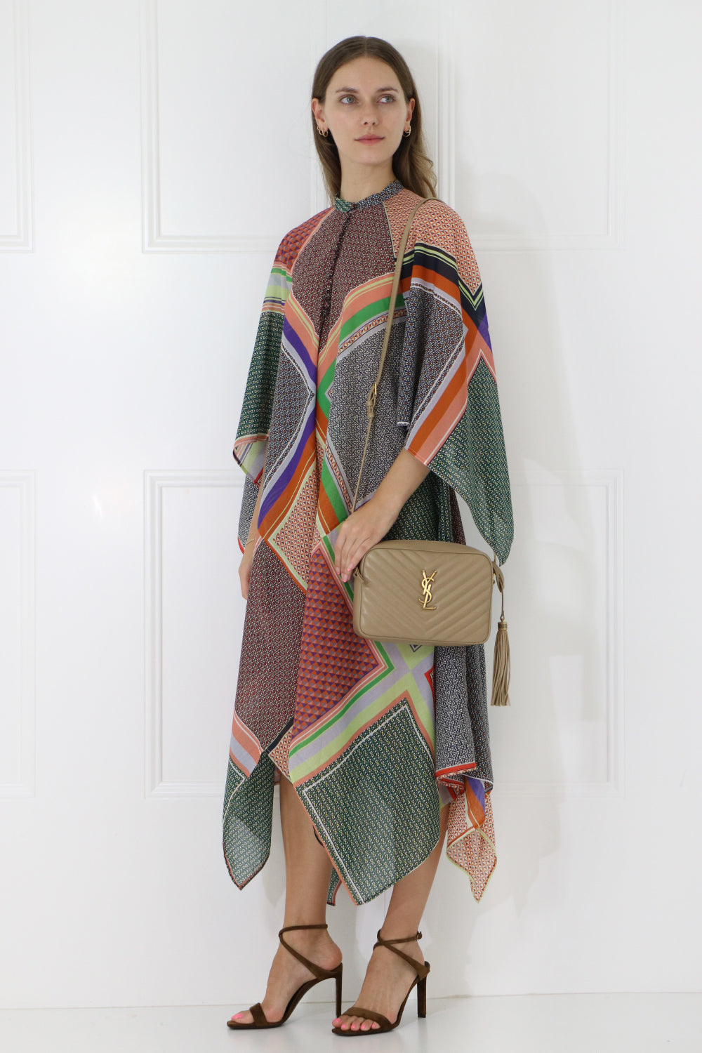 ROSETTA GETTY RTW SCARF PRINT MAXI DRESS MULTI