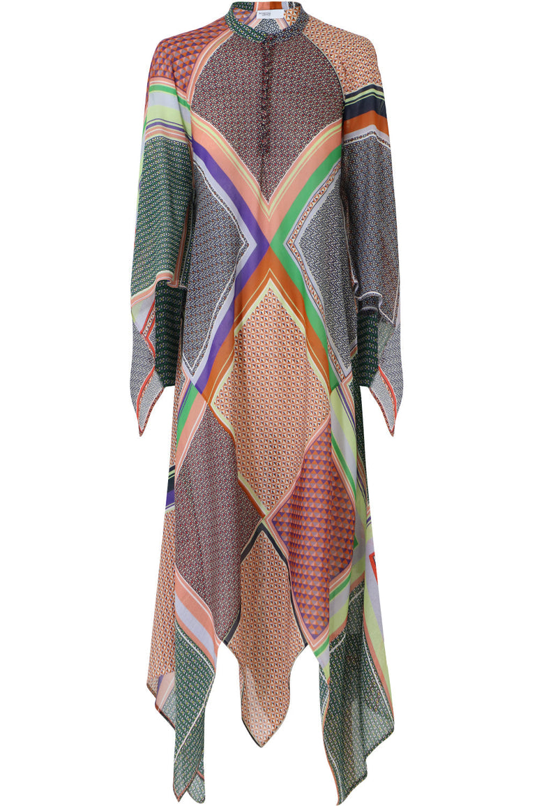 ROSETTA GETTY RTW SCARF PRINT MAXI DRESS MULTI