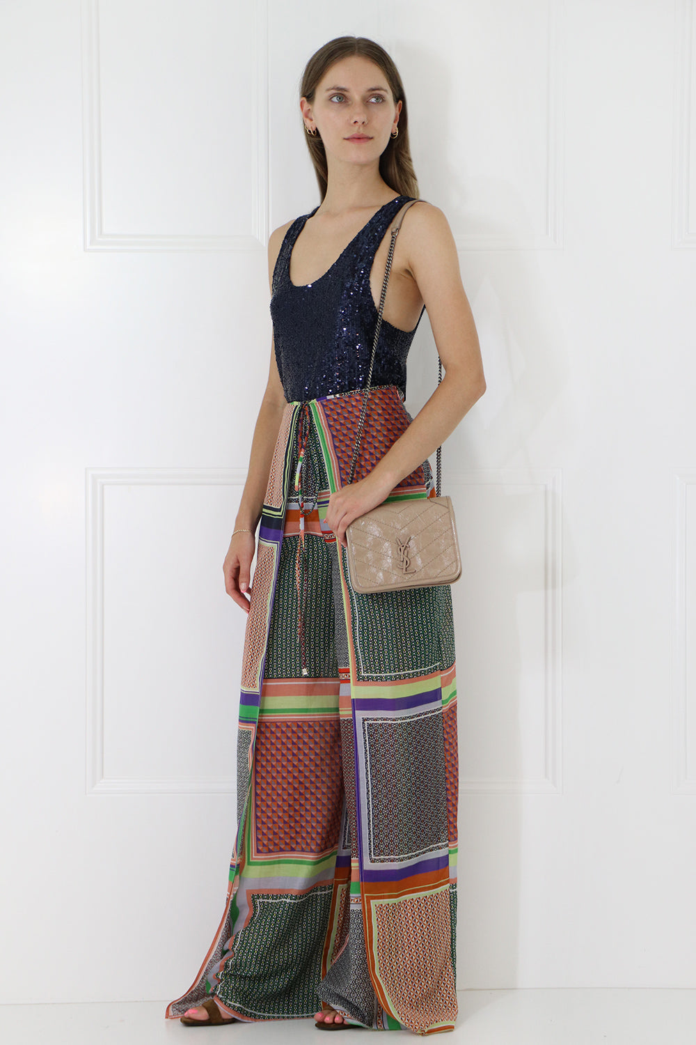 ROSETTA GETTY RTW SCARF PRINT PALAZZO PANTS MULTI