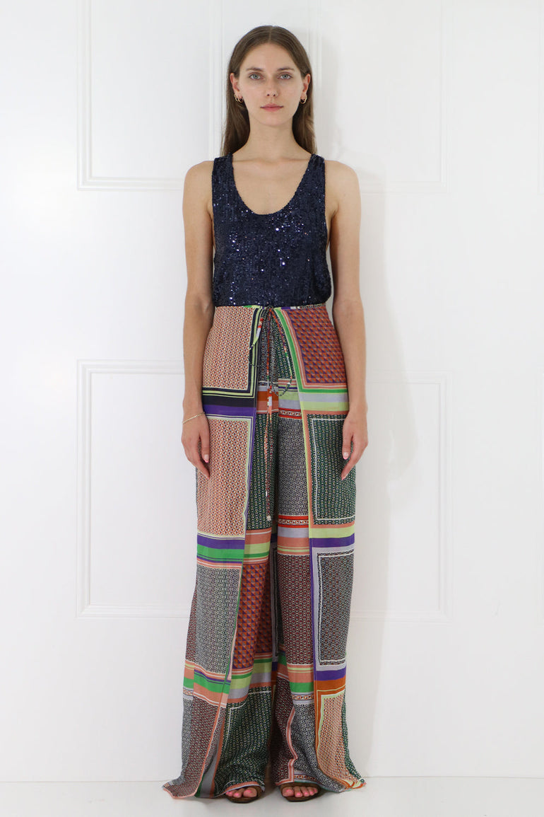 ROSETTA GETTY RTW SCARF PRINT PALAZZO PANTS MULTI