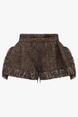 Tweed Fringe Short | Brown