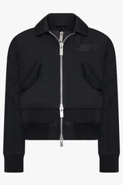 SACAI RTW Zip Front Bomber Jacket | Black