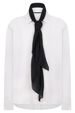 Scarf Detail Shirt | White/Black