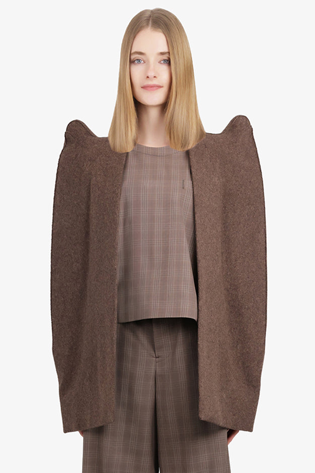 RICK OWENS RTW Cappa Shoulder Detail Cape Jacket | Brown