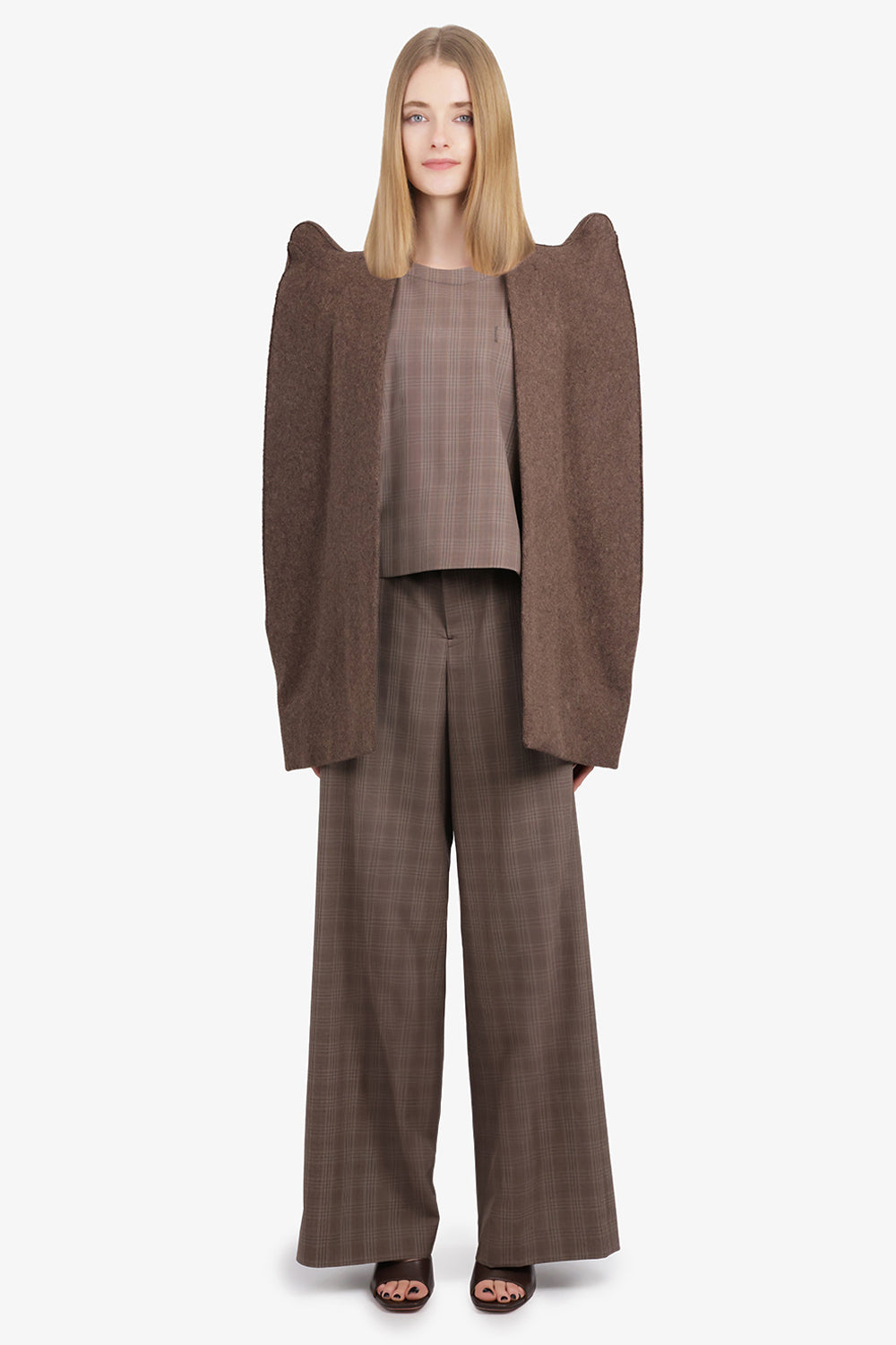 RICK OWENS RTW Cappa Shoulder Detail Cape Jacket | Brown