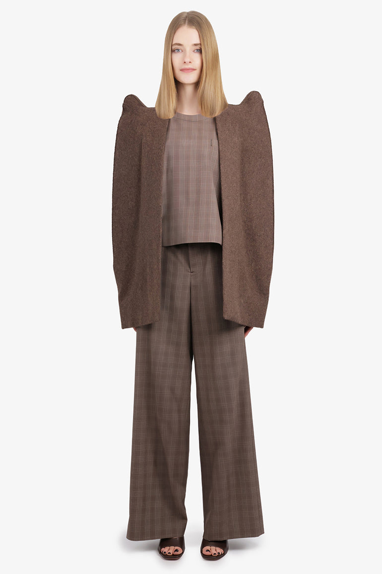 RICK OWENS RTW Cappa Shoulder Detail Cape Jacket | Brown