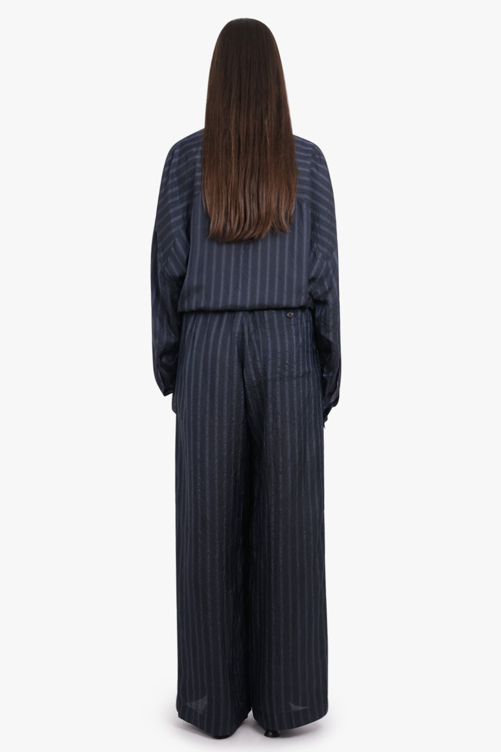 DRIES VAN NOTEN RTW Camiel Stripe L/S Wrap Blouse | Navy