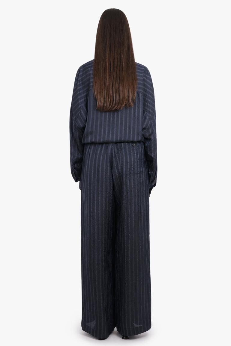 DRIES VAN NOTEN RTW Pila Stripe Wide Leg Pant | Navy