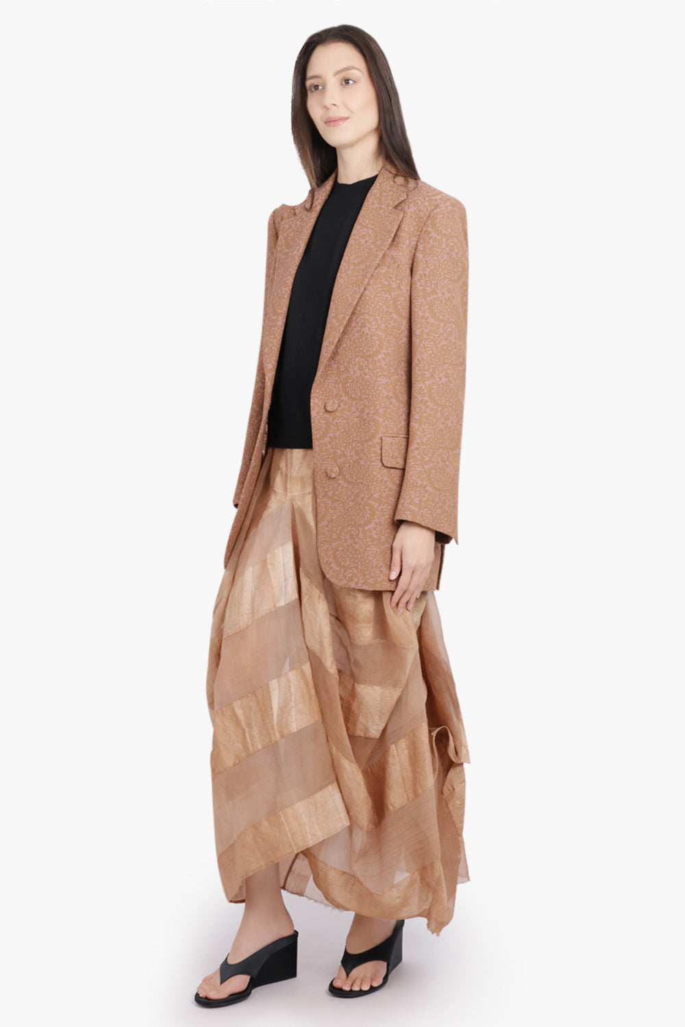 UMA WANG RTW Greta Soft Pleat Midi Skirt | Rose