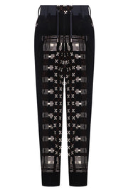 SACAI PANTS GEOMETRIC PRINT PANTS | BLACK