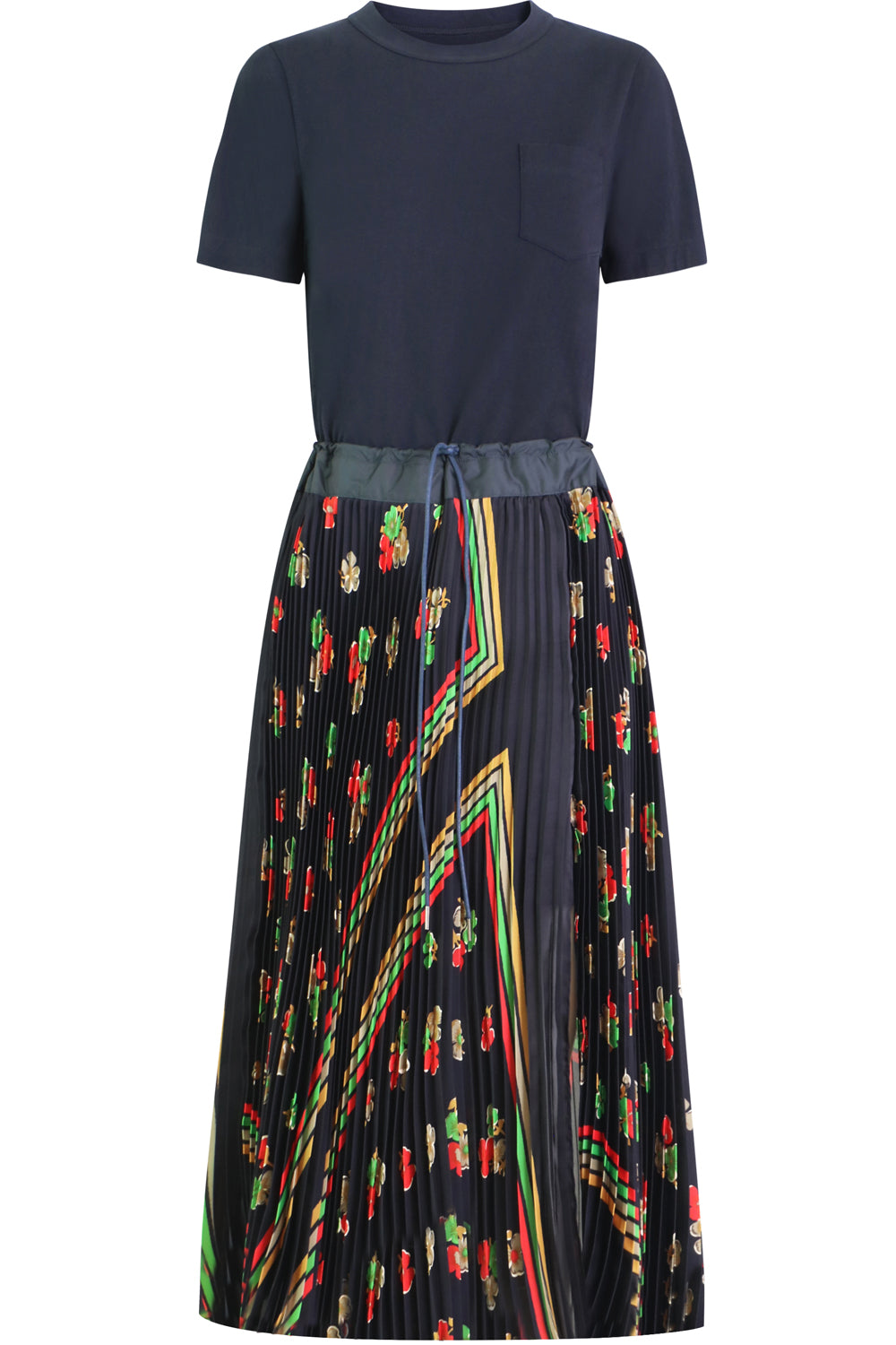 SACAI RTW ARCHIVE PRINT MAXI DRESS S/S NAVY