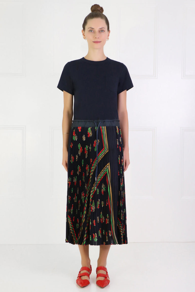 SACAI RTW ARCHIVE PRINT MAXI DRESS S/S NAVY