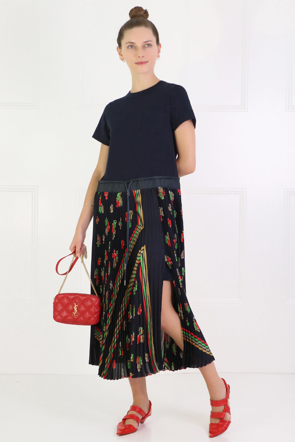 SACAI RTW ARCHIVE PRINT MAXI DRESS S/S NAVY