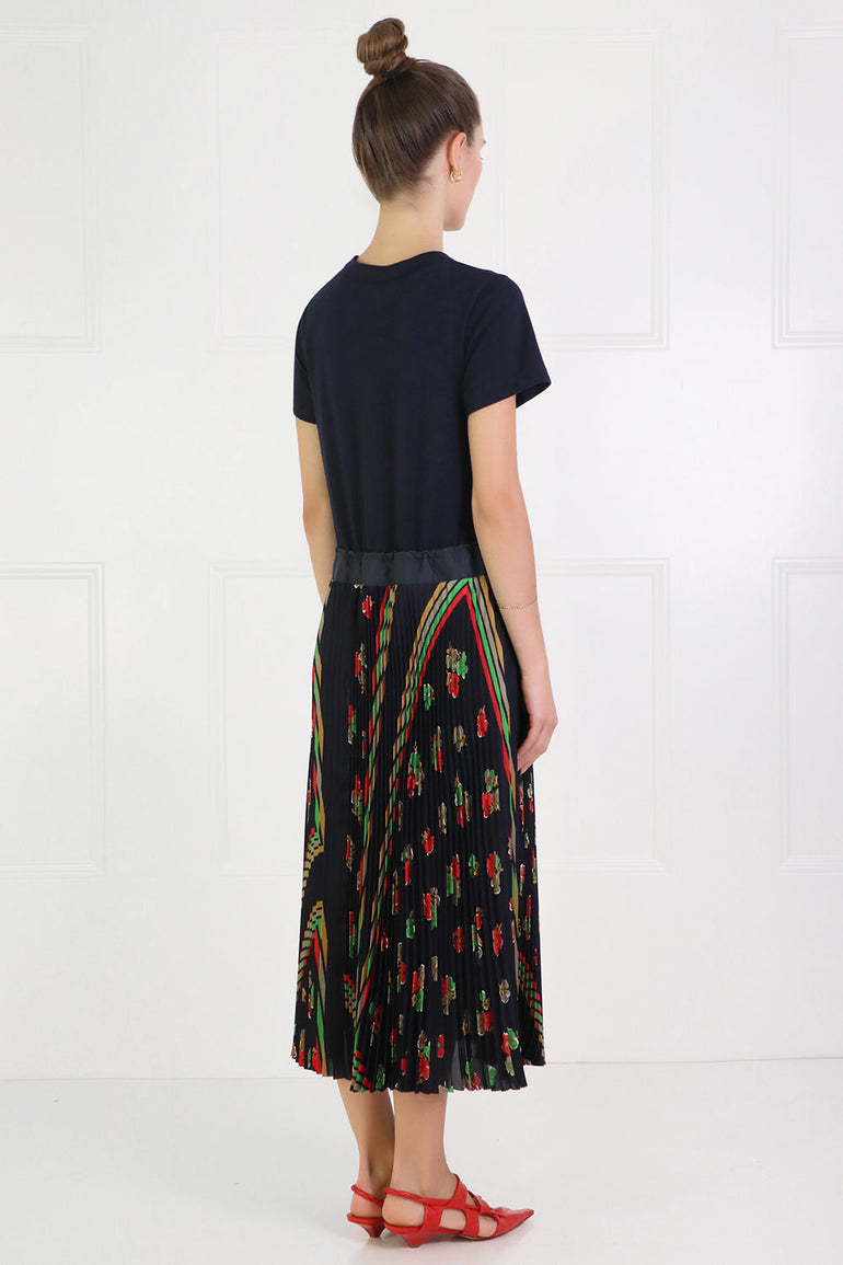 SACAI RTW ARCHIVE PRINT MAXI DRESS S/S NAVY