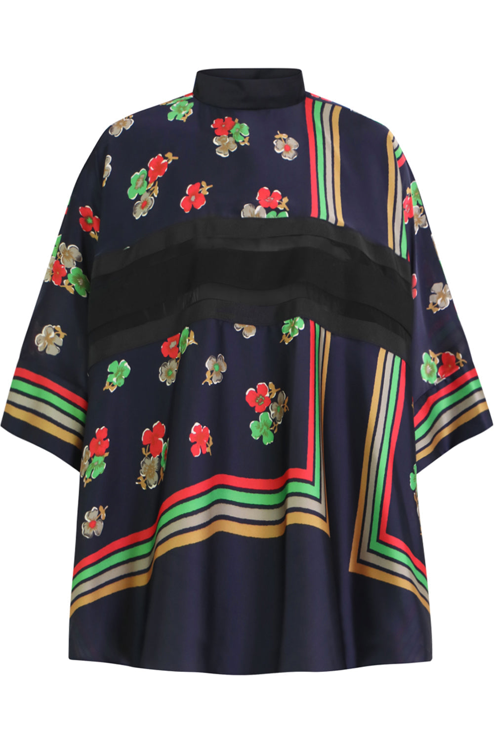 SACAI RTW ARCHIVE PRINT OVERSIZED BLOUSE NAVY