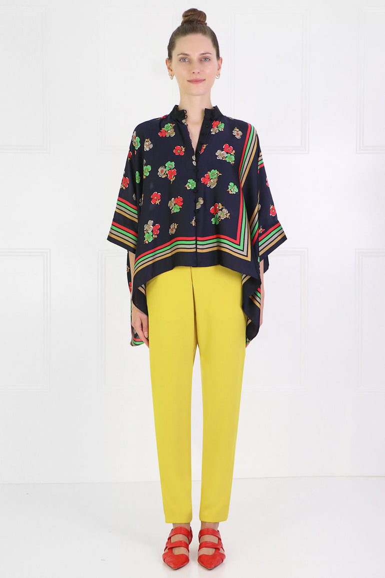 SACAI RTW ARCHIVE PRINT OVERSIZED BLOUSE NAVY