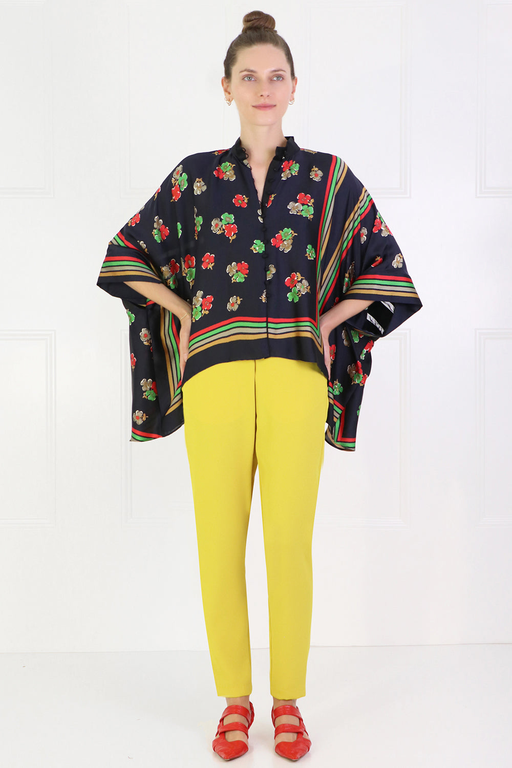 SACAI RTW ARCHIVE PRINT OVERSIZED BLOUSE NAVY