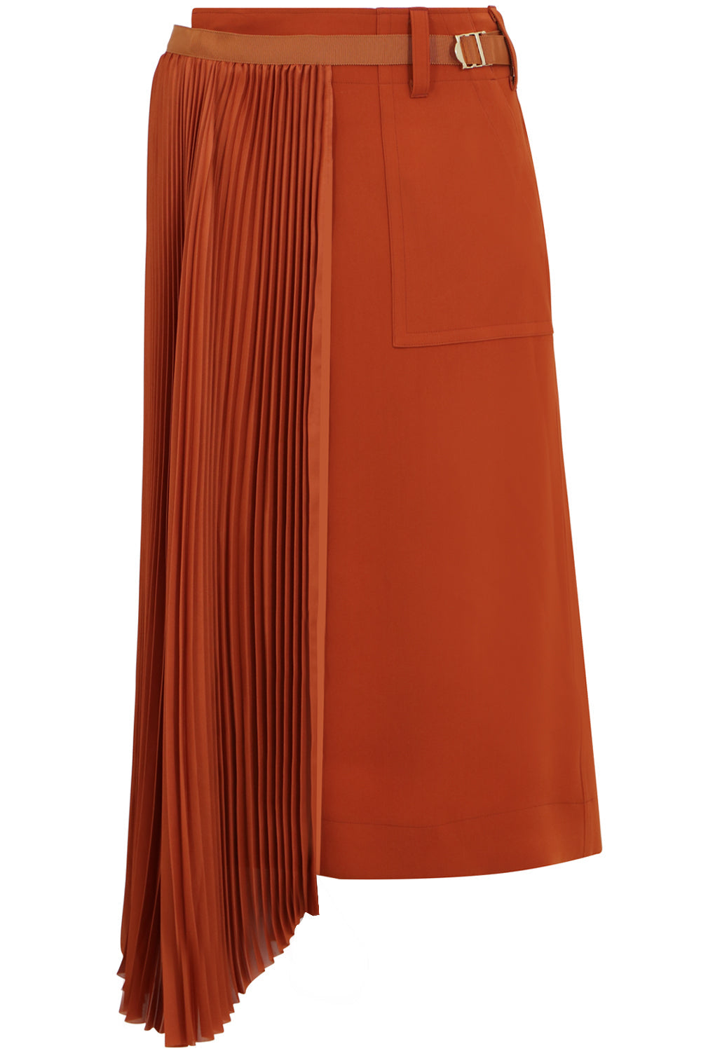SACAI RTW ASYMMETRIC PLEATED SKIRT ORANGE