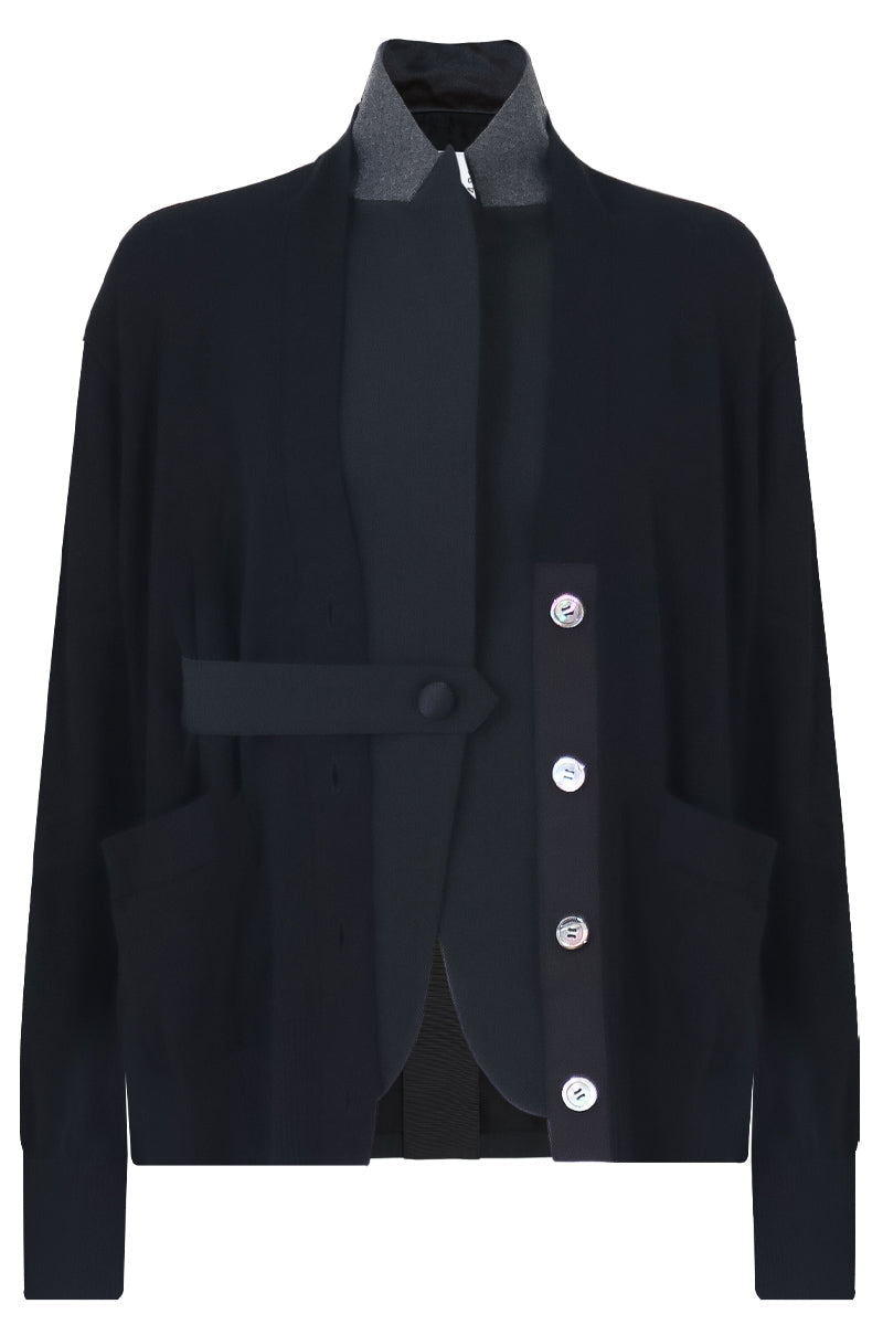 SACAI RTW CARDI-JACKET WITH SHEER BACK BLACK