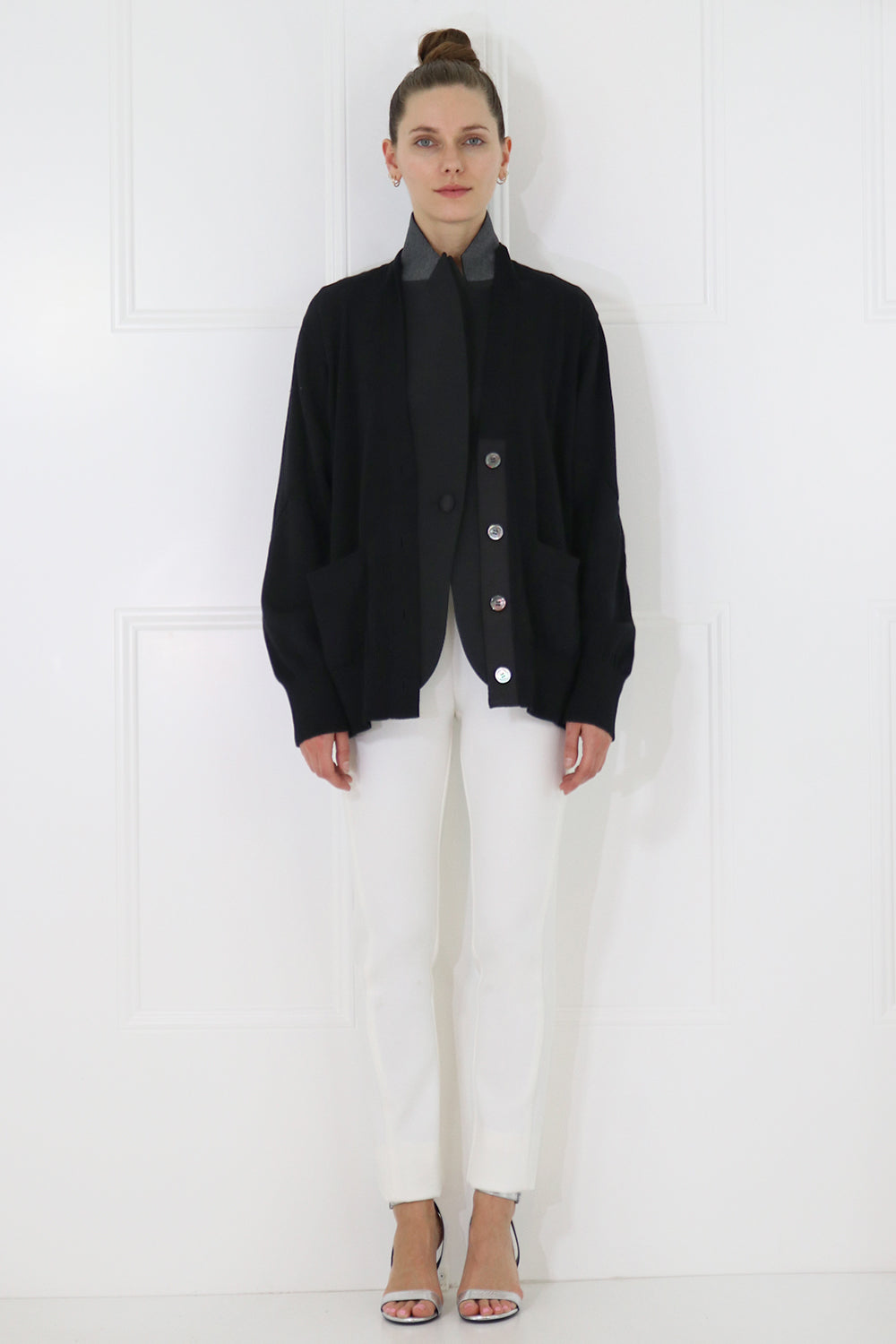 SACAI RTW CARDI-JACKET WITH SHEER BACK BLACK