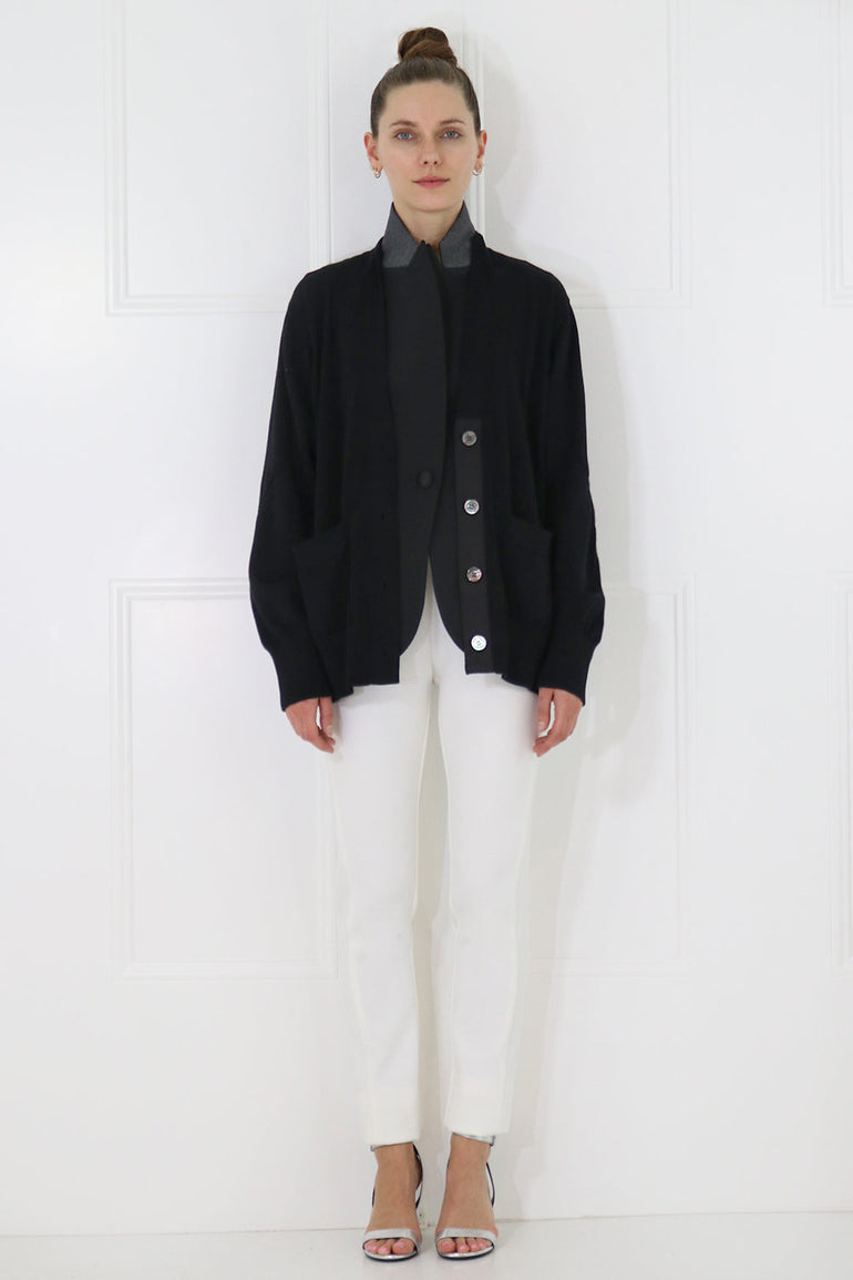 SACAI RTW CARDI-JACKET WITH SHEER BACK BLACK