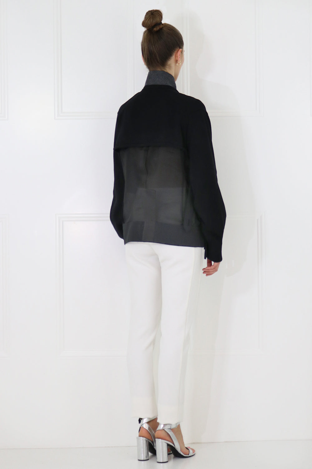 SACAI RTW CARDI-JACKET WITH SHEER BACK BLACK