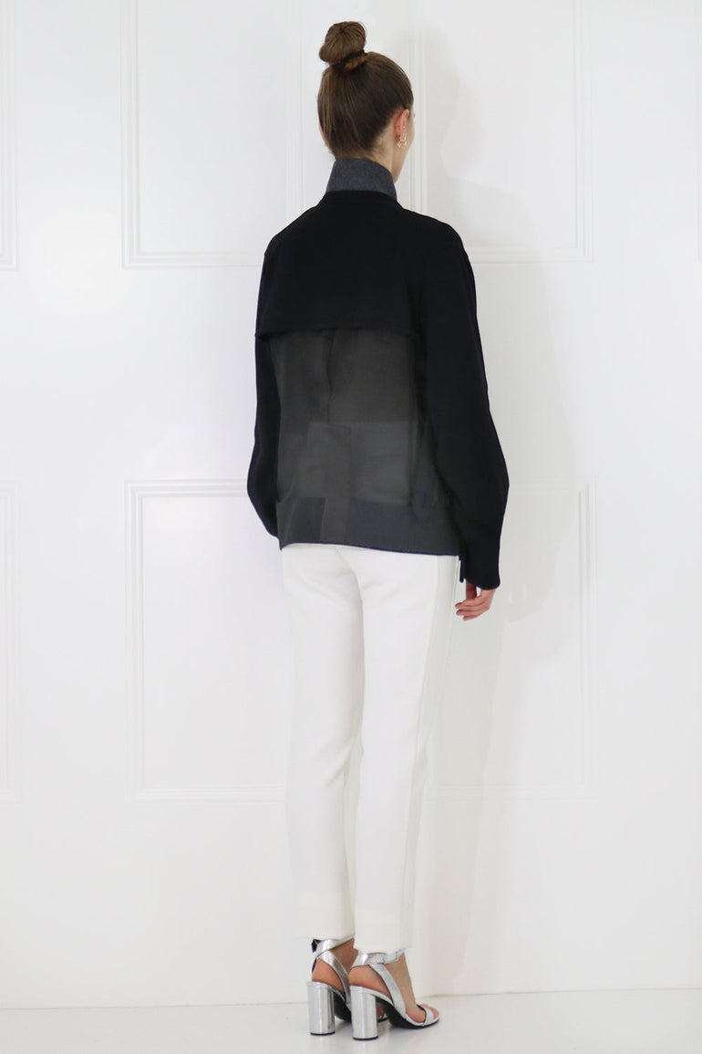 SACAI RTW CARDI-JACKET WITH SHEER BACK BLACK