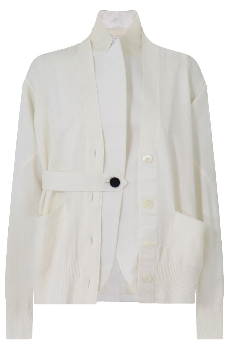 SACAI RTW CARDI-JACKET WITH SHEER BACK OFF WHITE