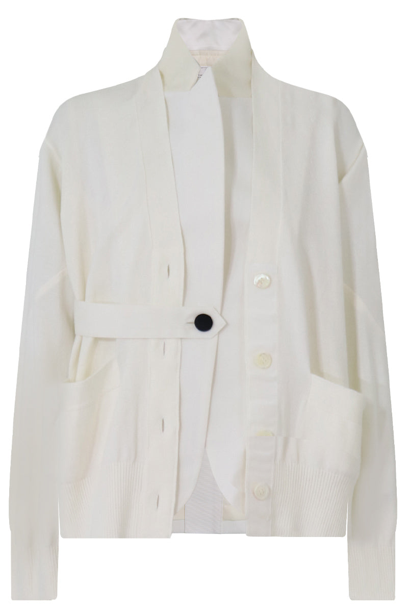 SACAI RTW CARDI-JACKET WITH SHEER BACK OFF WHITE