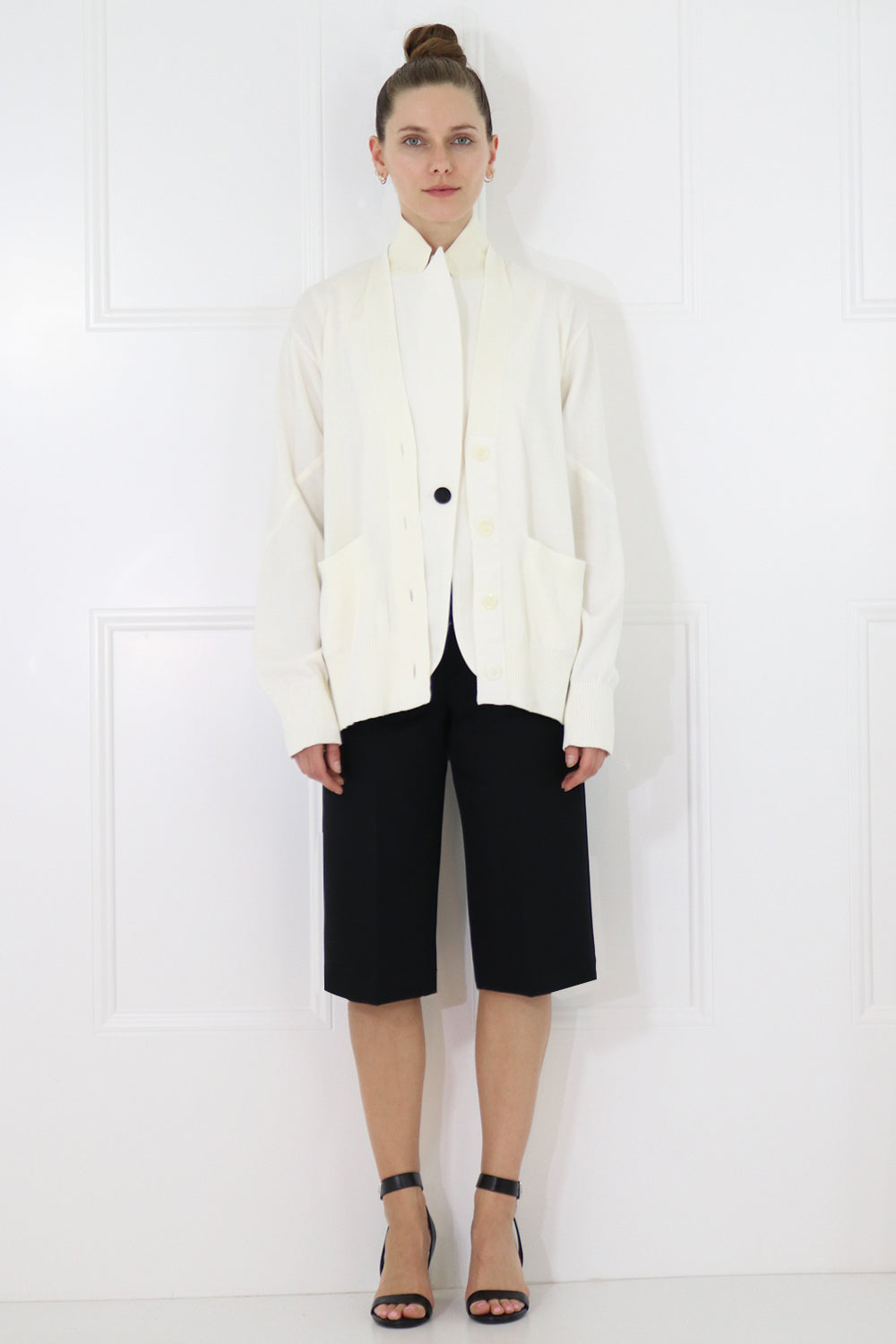 SACAI RTW CARDI-JACKET WITH SHEER BACK OFF WHITE