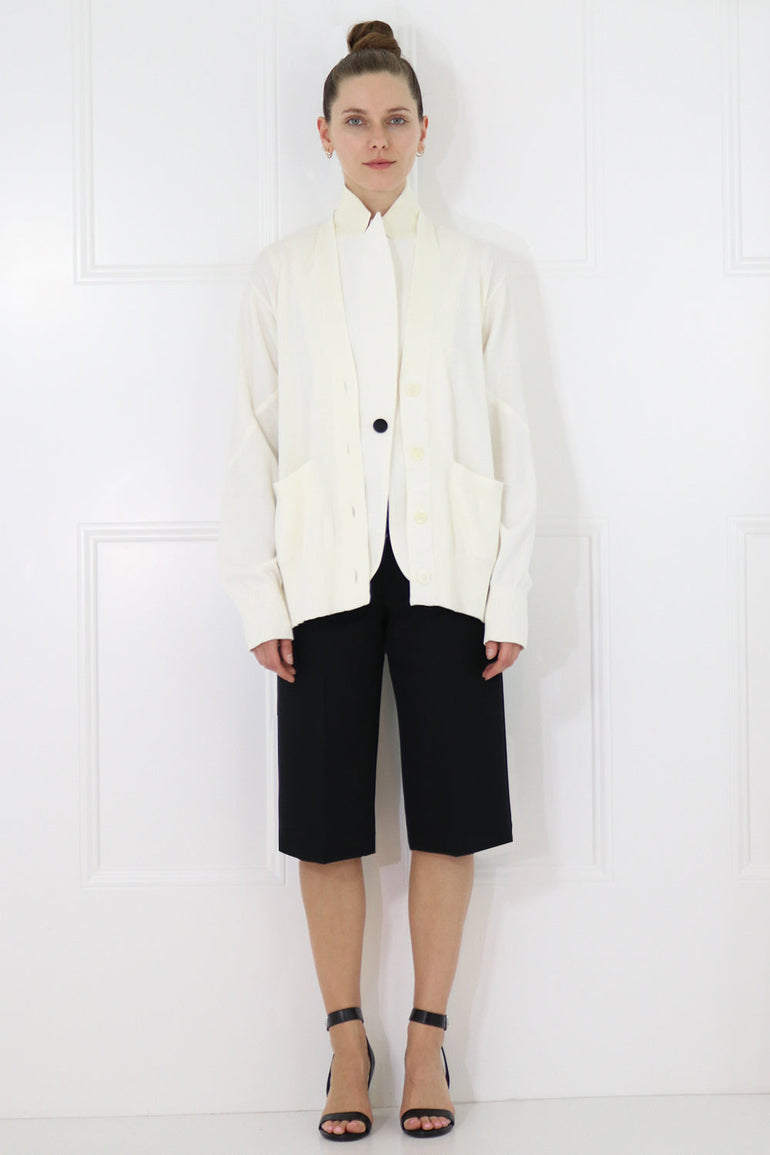 SACAI RTW CARDI-JACKET WITH SHEER BACK OFF WHITE
