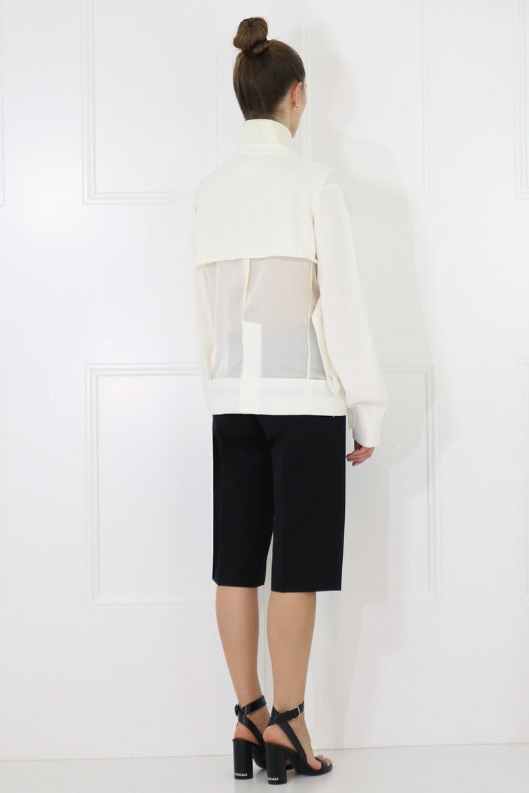 SACAI RTW CARDI-JACKET WITH SHEER BACK OFF WHITE