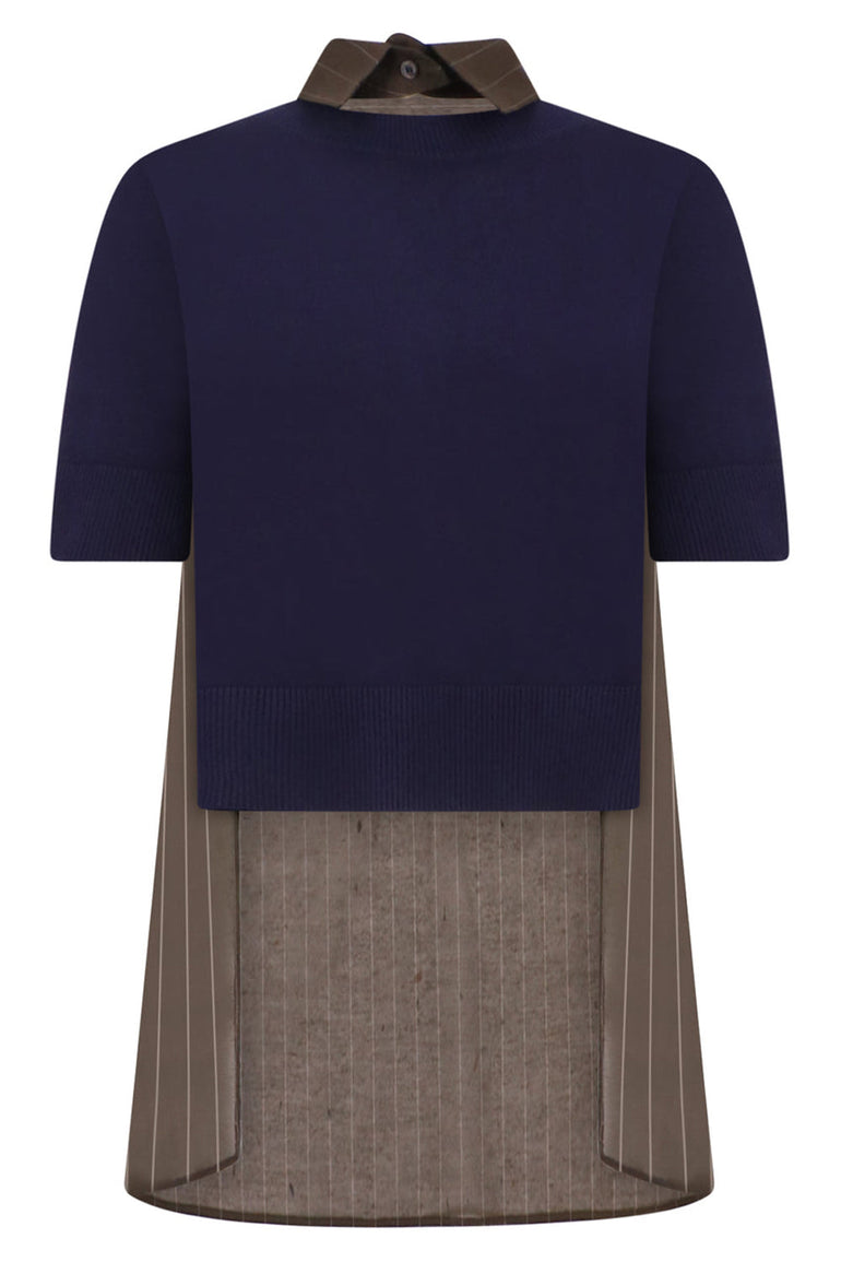 SACAI RTW CHALK STRIPE PULLOVER | KHAKI