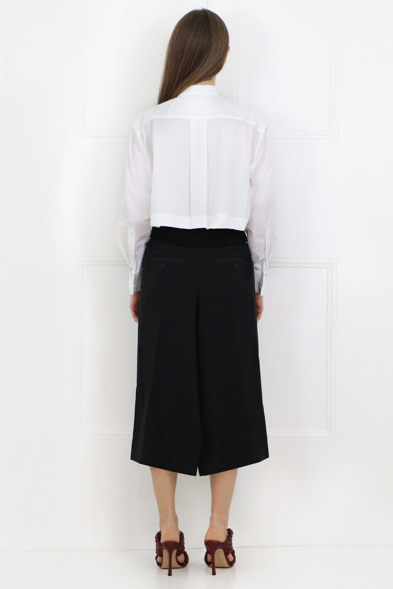SACAI RTW CONTRAST BELTED DRESS WHITE/BLACK