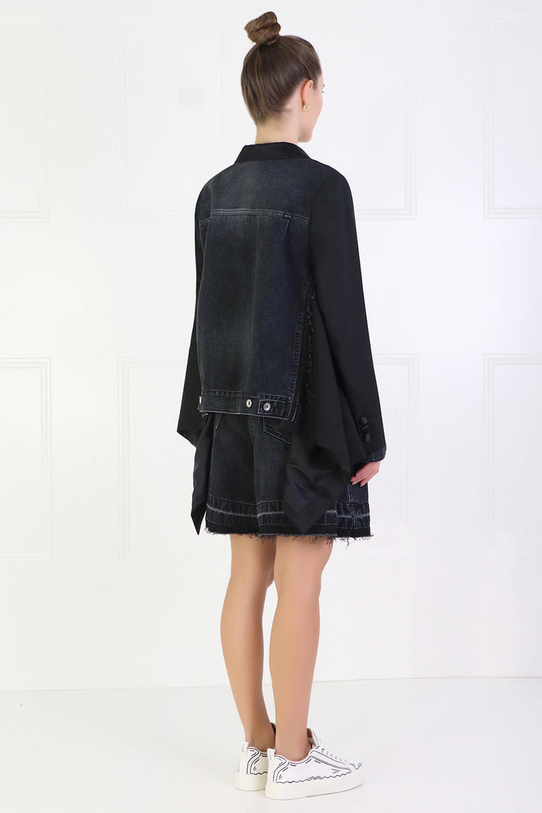 SACAI RTW CONTRAST DENIM BLAZER BLACK