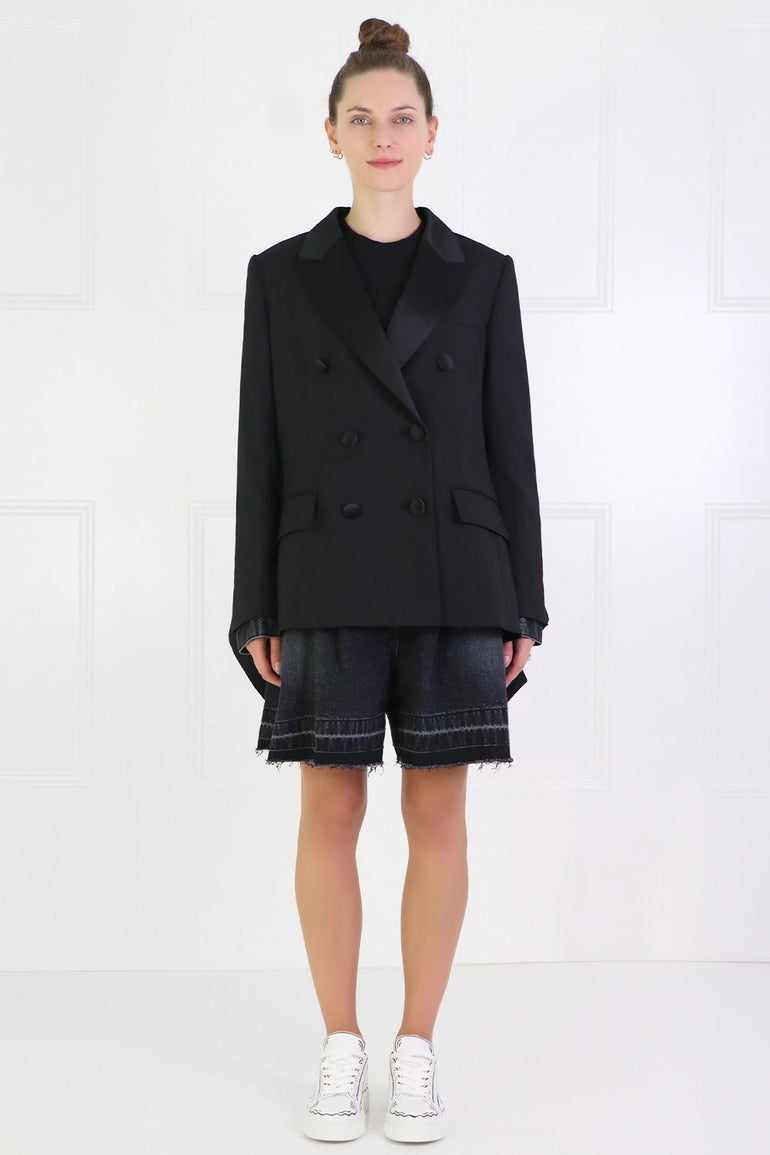SACAI RTW CONTRAST DENIM BLAZER BLACK