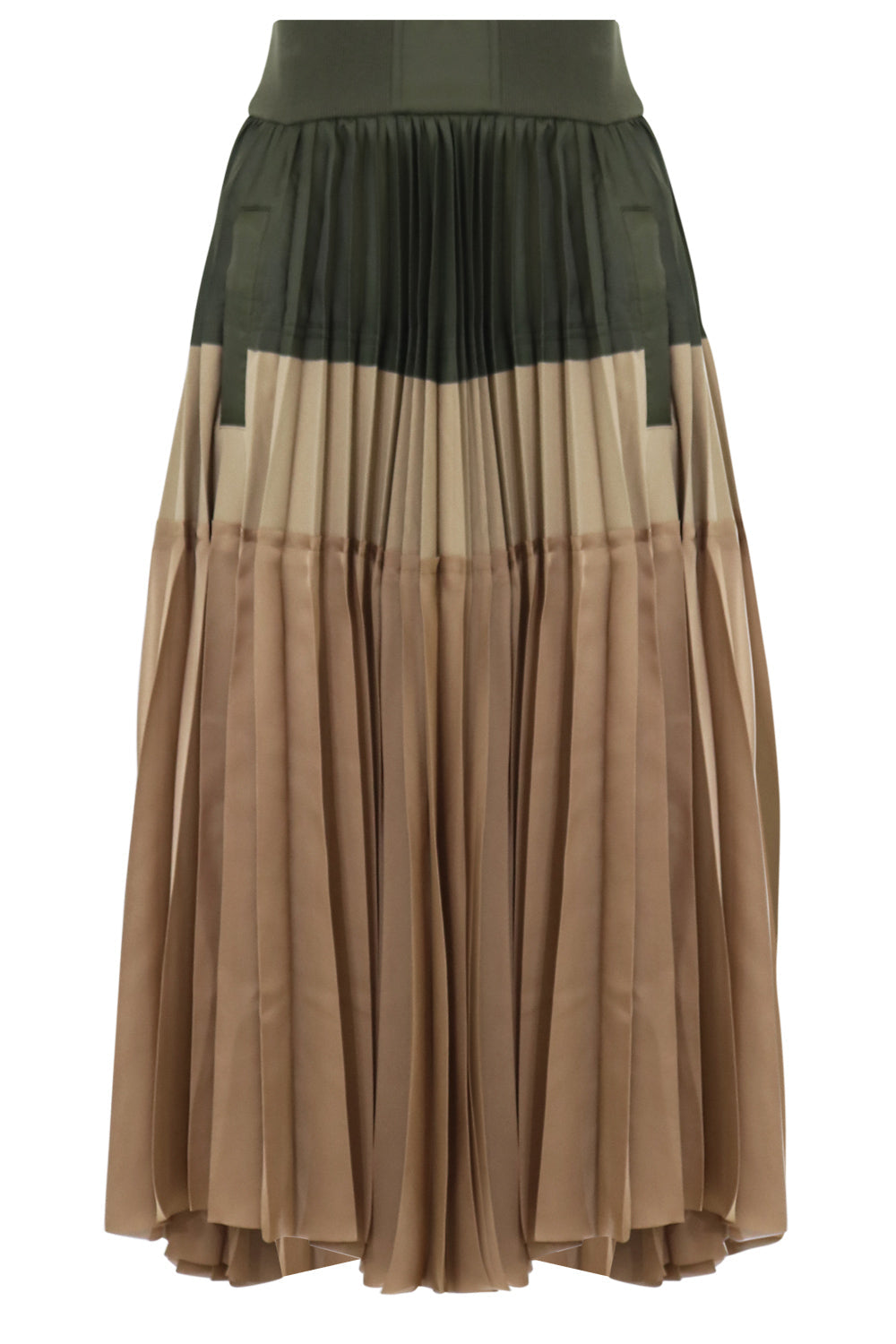 SACAI RTW CONTRAST PLEATED SKIRT KHAKI/BEIGE