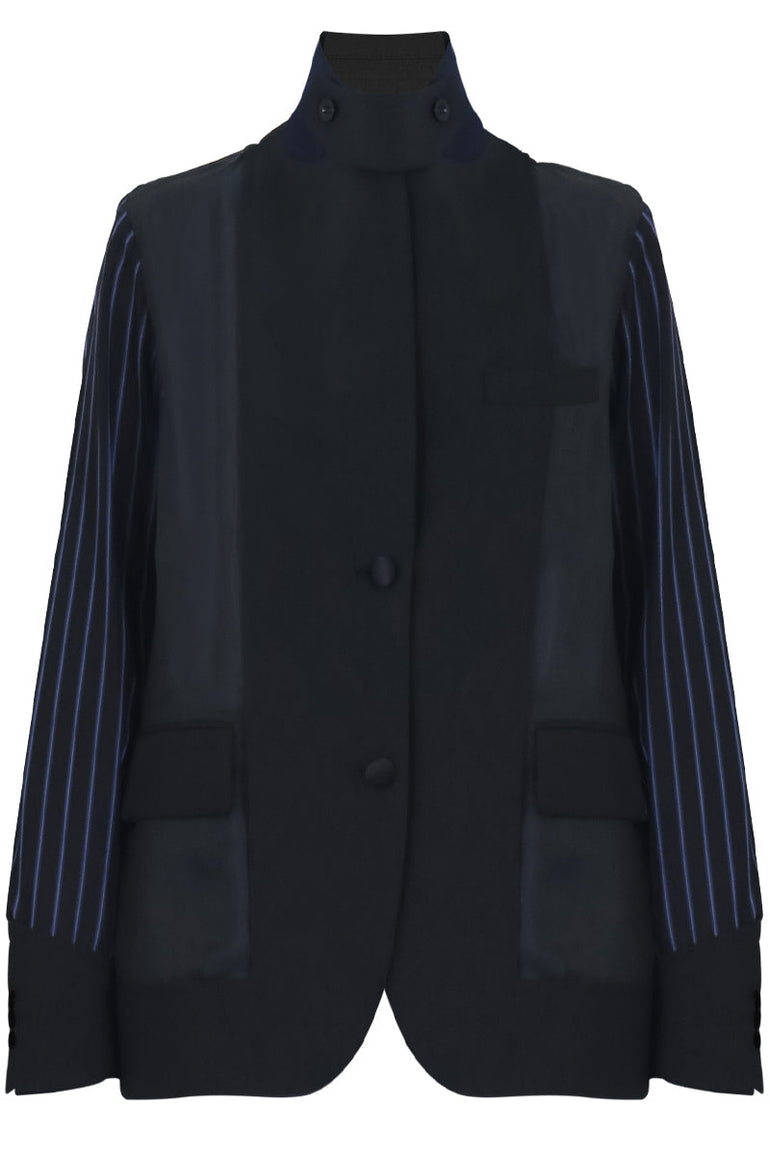 SACAI RTW CONTRAST SLEEVE JACKET BLACK
