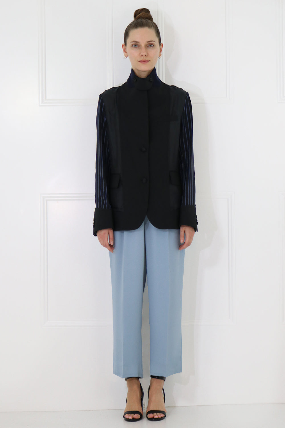 SACAI RTW CONTRAST SLEEVE JACKET BLACK