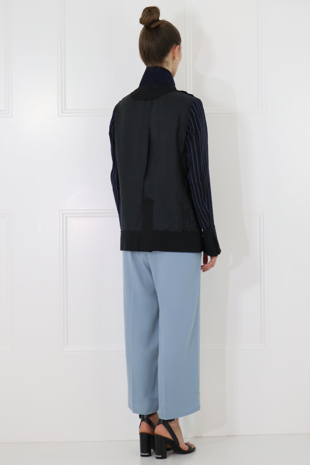 SACAI RTW CONTRAST SLEEVE JACKET BLACK