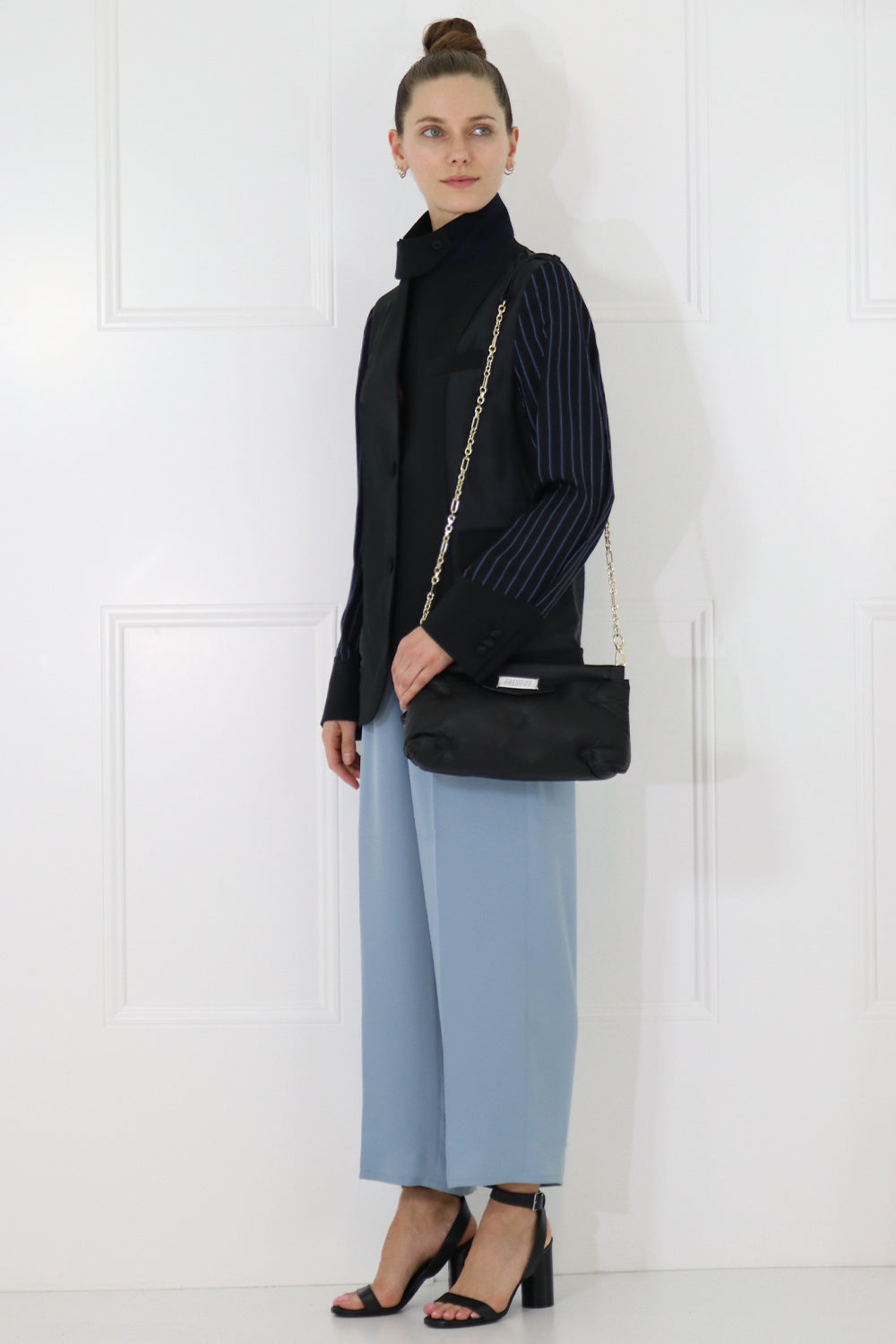 SACAI RTW CONTRAST SLEEVE JACKET BLACK