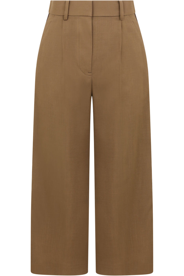SACAI RTW CROPPED SUITING PANTS CAMEL