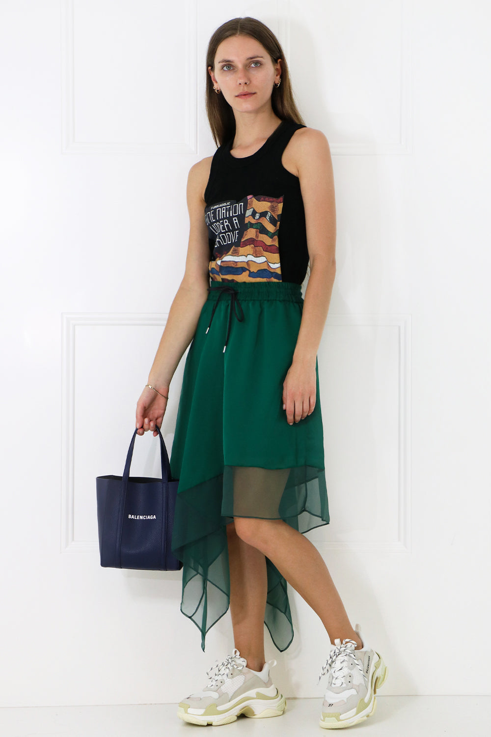 SACAI RTW FUNKADELIC PRINT TANK TOP BLACK