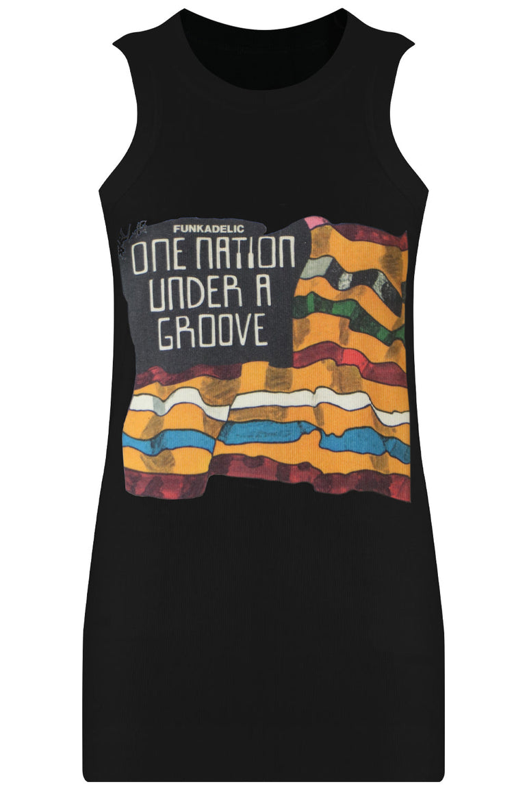 SACAI RTW FUNKADELIC PRINT TANK TOP BLACK
