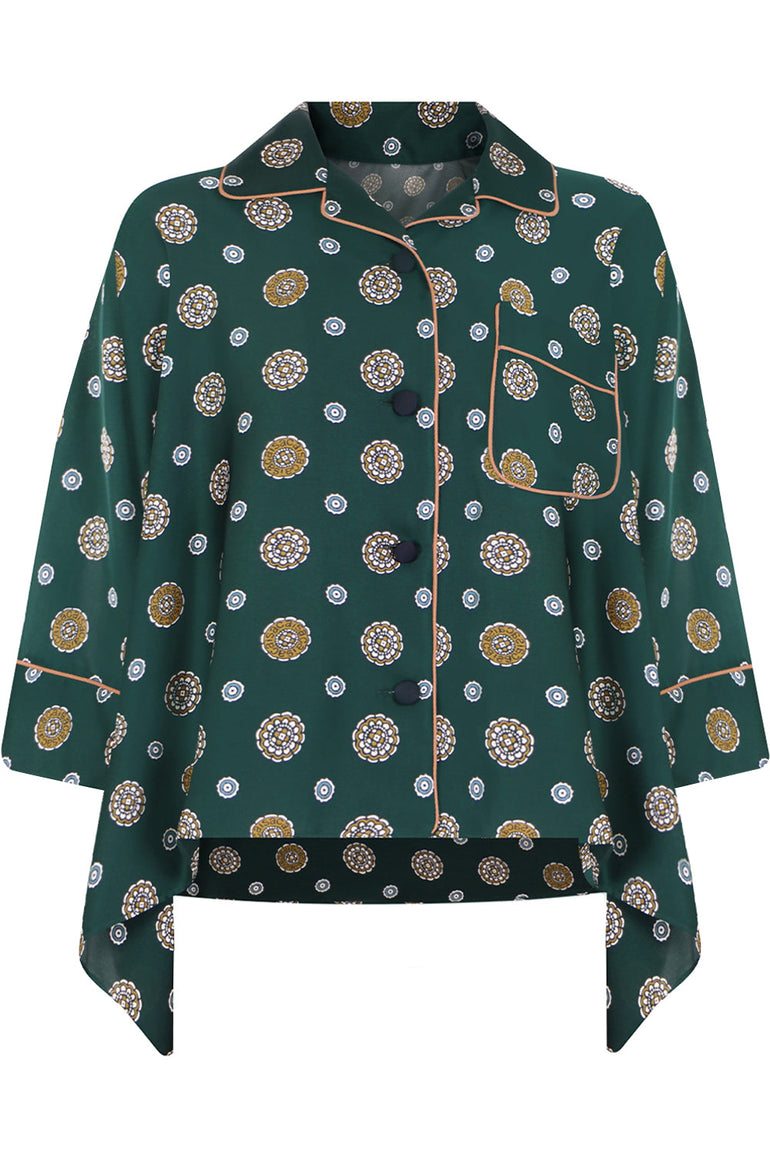 SACAI RTW KIMONO OVERSIZED BLOUSE S/S GREEN