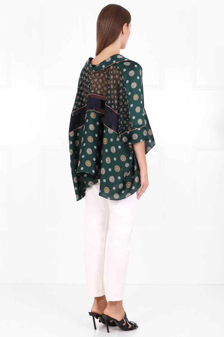SACAI RTW KIMONO OVERSIZED BLOUSE S/S GREEN