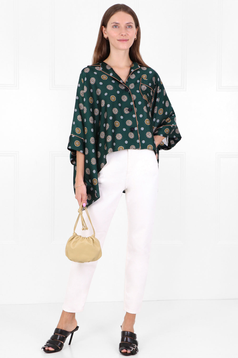 SACAI RTW KIMONO OVERSIZED BLOUSE S/S GREEN