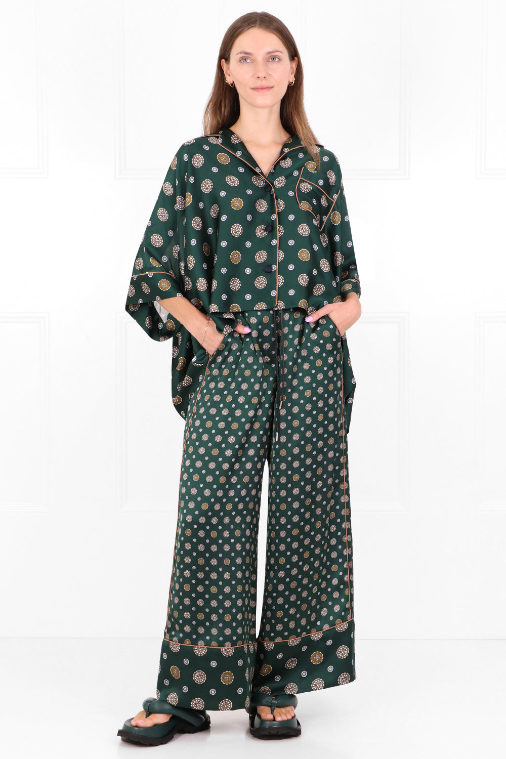 SACAI RTW KIMONO OVERSIZED BLOUSE S/S GREEN