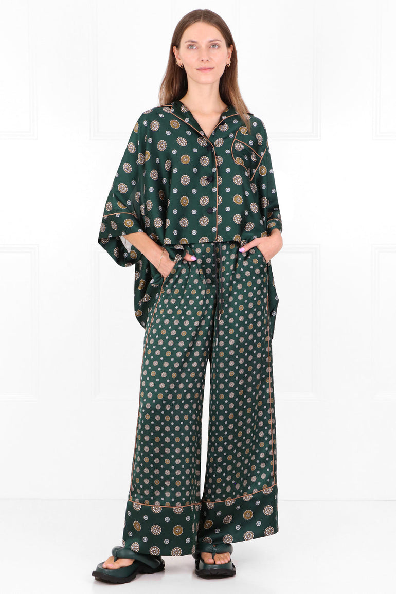 SACAI RTW KIMONO OVERSIZED BLOUSE S/S GREEN