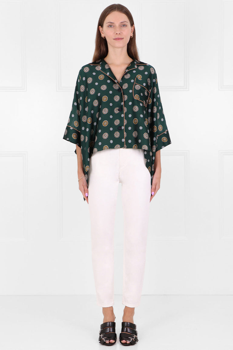 SACAI RTW KIMONO OVERSIZED BLOUSE S/S GREEN